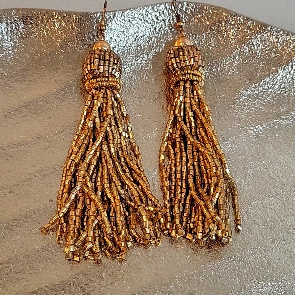 Gold sequence earrings